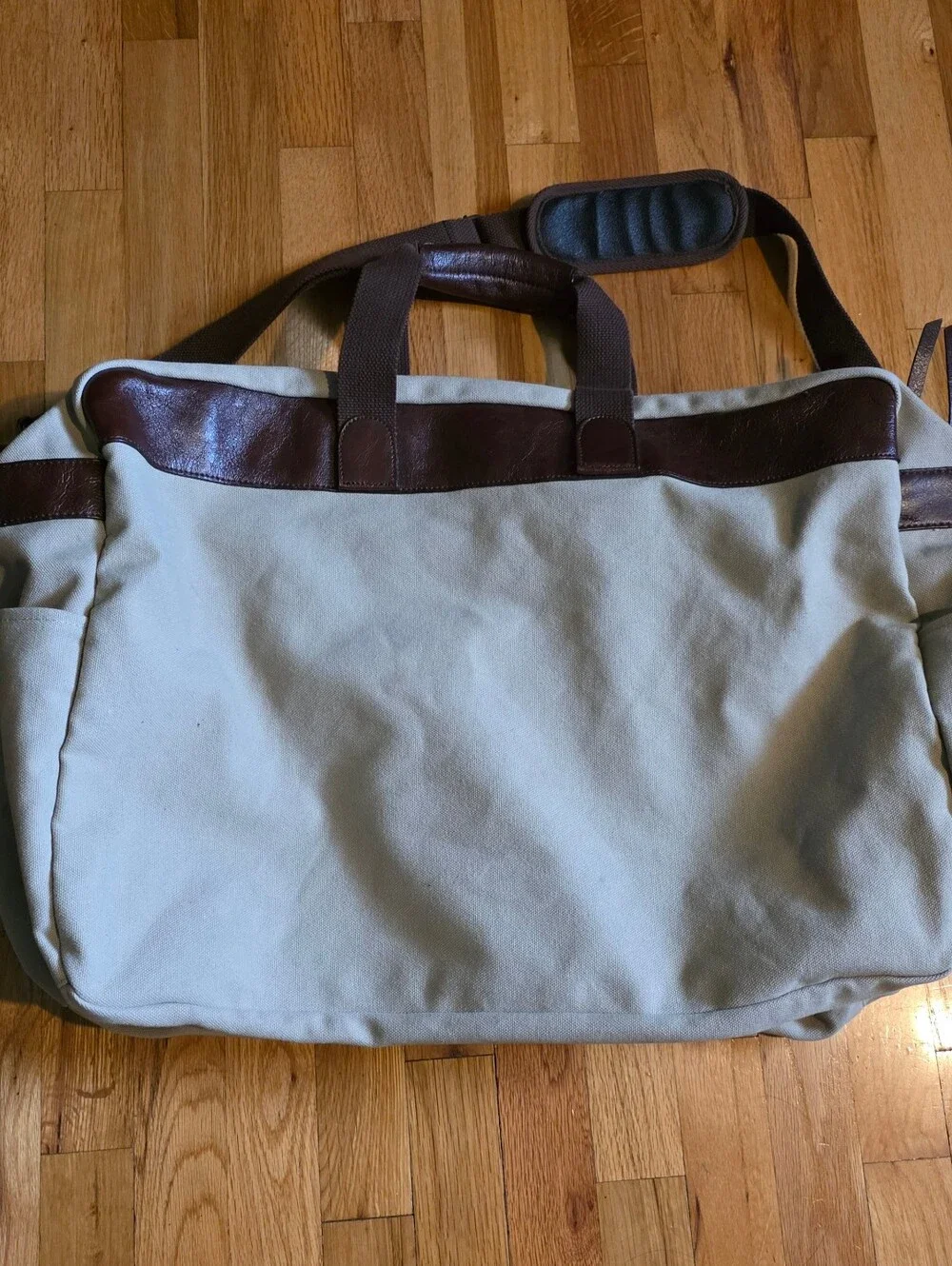 Winchester Vintage Tan Canvas And Leather Weekender Luggage Bag Travel Suitcase